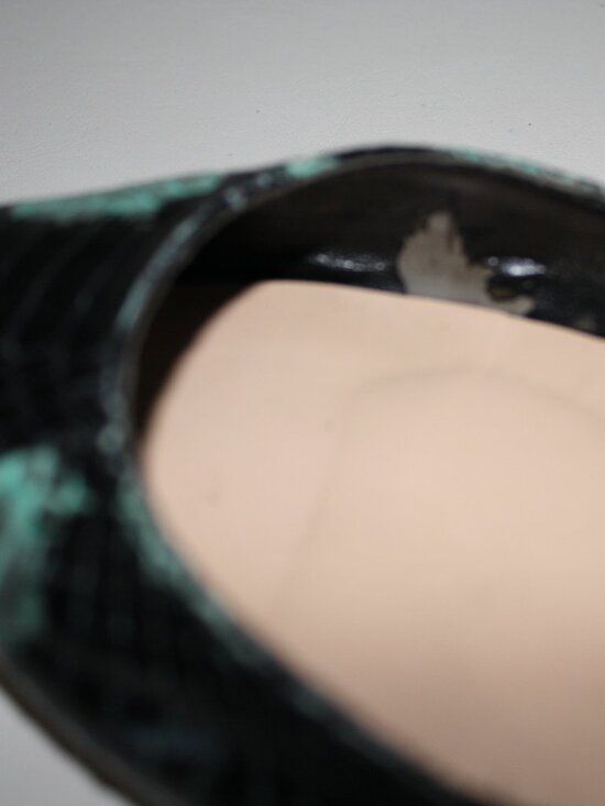 Loeffler Randall - Black & Teal Snakeskin Pointed Toe Flats -  Sz 8 - Picture 11 of 12